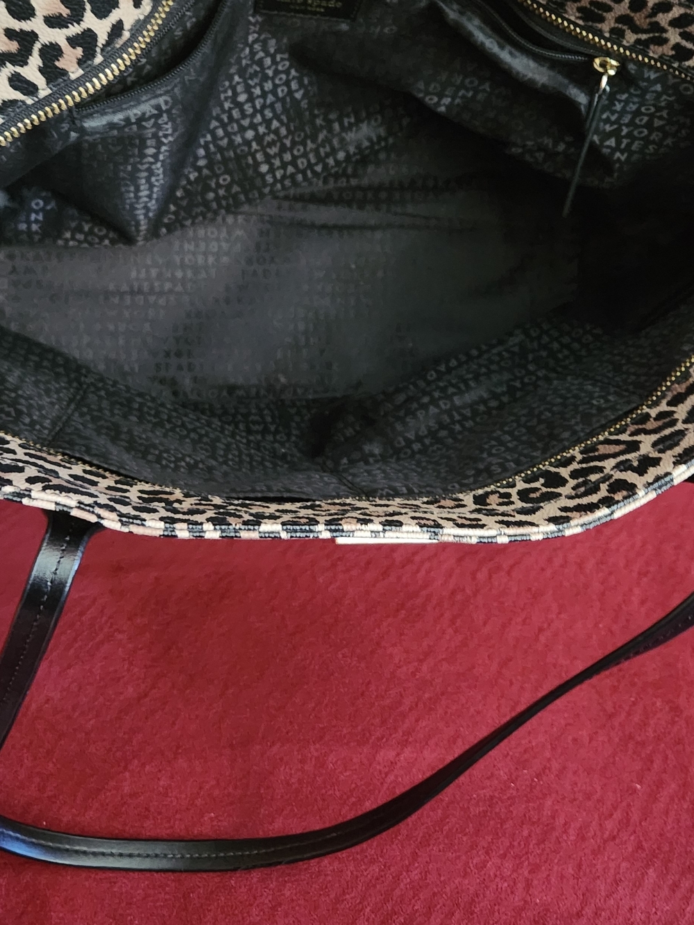 kate spade Leopard-Print Canvas Tote with Black Handles - Picture 6 of 6